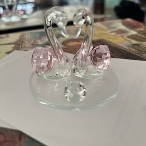13 Crystal Swan Figurines with Pink Accents